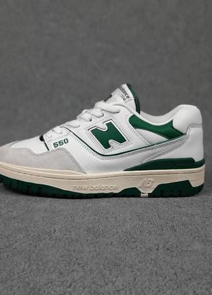 Мужские кроссовки new balance 550 білі з зеленим