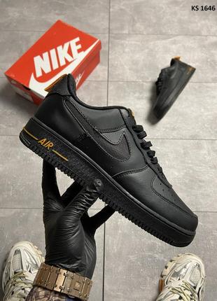 Мужские кроссовки nike air force 1 low black orange (чорні)