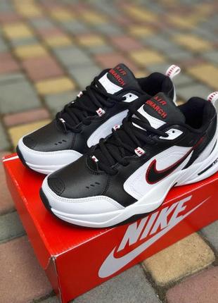 Мужские кроссовки nike air monarch чорні з білим з червоним