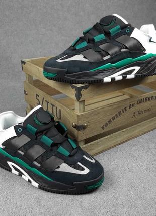 Мужские кроссовки adidas niteball чорні с зеленим