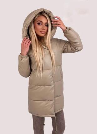 Зимова жіноча куртка з екошкіри силікон 250