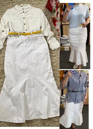 Базовая белая длинная юбка годе ,zaffiri,p.8-10