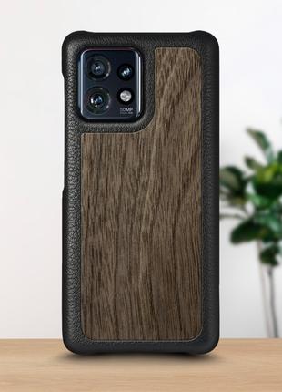 Кожаная накладка Stenk WoodBacker для Motorola Edge Plus (2023...
