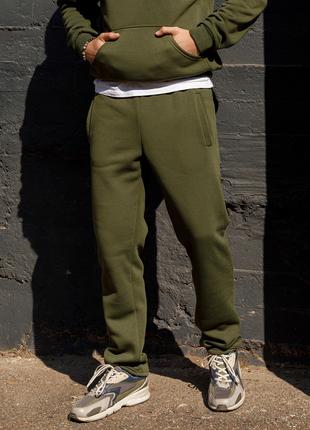 Утепленные штаны цвета хаки прямого кроя, размер M