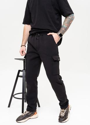 Черные утепленные брюки карго, размер XL