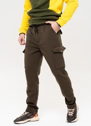 Утепленные брюки карго цвета хаки, размер M