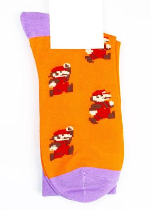 Оранжево-красные высокие носки с принтом, размер 41-48