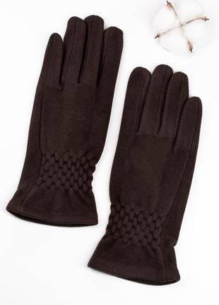 Коричневые кашемировые перчатки с жаткой, размер 7