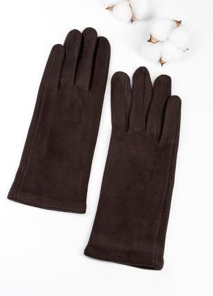 Коричневые однотонные перчатки из кашемира на меху, размер 7