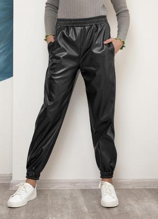 Серые кожаные брюки джоггеры, размер 116