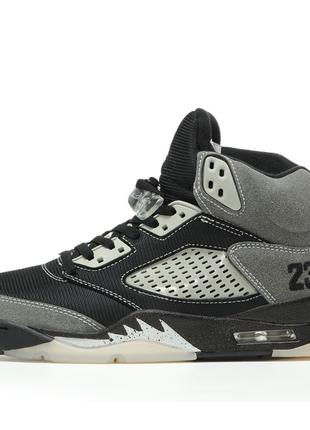Мужские кроссовки Nike Air Jordan 5 Retro Grey Black Beige, че...