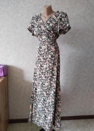 Макси-платье на запах с цветочным принтом, xl