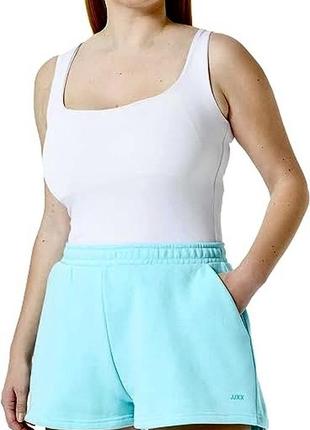 Женские бирюзовые спортивные шорты короткие с натуральной ткани