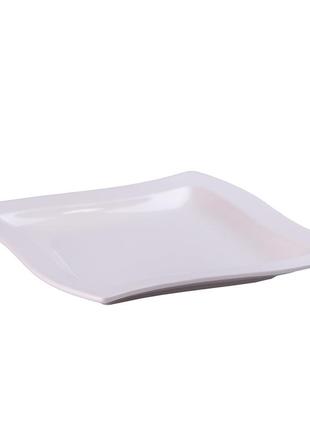 Тарелка плоская квадратная из фарфора 21 см белая обеденная та...