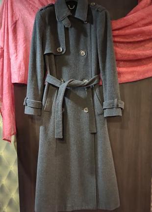 Длинное шерстяное двубортное пальто zara