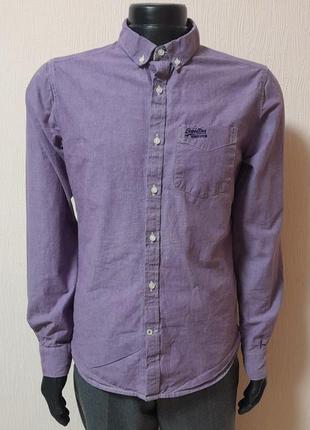 Стильная хлопковая рубашка фиолетового цвета superdry made in ...