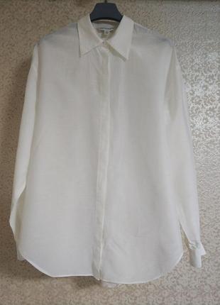Стильна шовкова сорочка рубашка блузка коттон+шовк бренд marks...