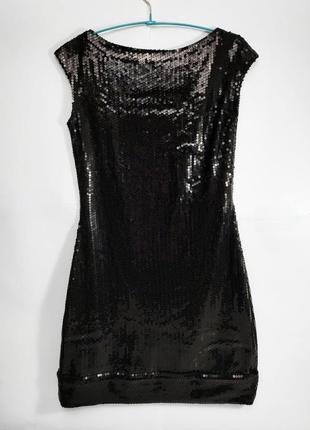 Вечернее чёрное мини платье футляр / нарядное платье с пайетками