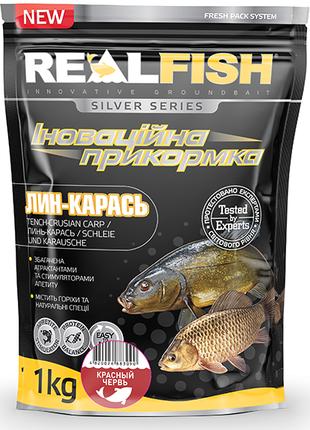 Прикормка RealFish линь-карась красный червь 1 кг