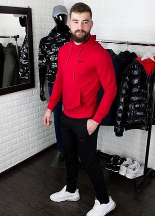 Мужской спортивный костюм nike красный с черным
