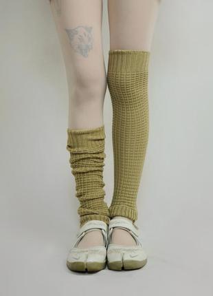 Гетры бежевые legwarmers вязаные митенки колготки носки коричн...