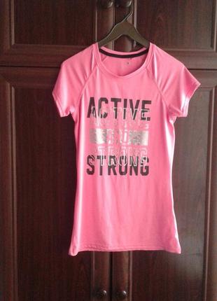 Подростковая розовая спортивная футболка с коротким рукавом бо...