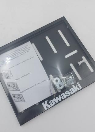 Рамка для номеру "Kawasaki" залізна чорна на мотоцикл