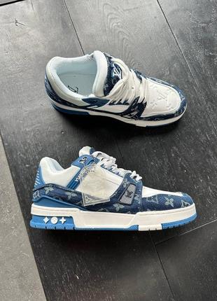 Кроссовки louis vuitton trainer sneaker white / blue