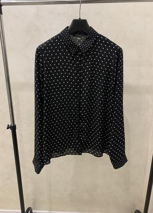 Рубашка блузка блуза primark черная в горошек
