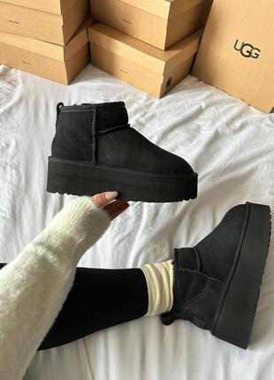 Угги ugg premium ultra mini platform black