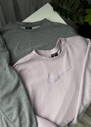 Nike лонг кофта свитшот женский оверсайз серый розовый найк