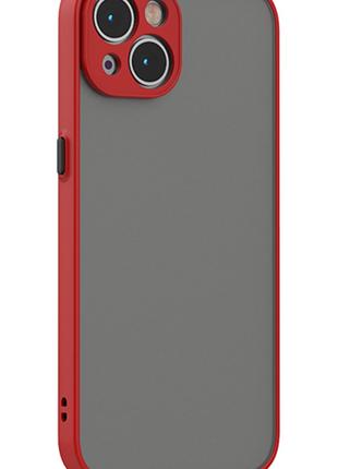 Матовый противоударный чехол для iPhone 15 Plus красный бампер