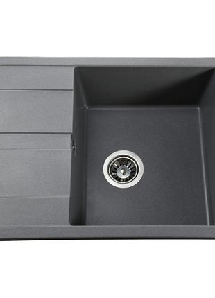 Гранітна мийка Globus Lux ONE сірий металік 650х500 мм-А0003