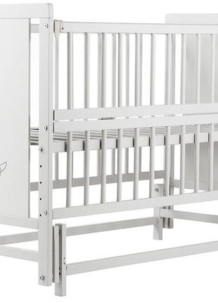 Кровать babyroom медвежонок m-02 маятник, откидной бок бук белый