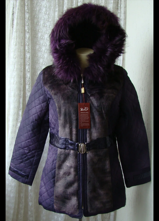 Куртка женская теплая модная осень зима капюшон натуральный ме...