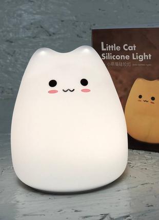 Светильник, котик, ночник, светодиодный LED силиконовый детский к