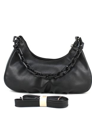 Небольшая женская сумка-багет Voila черная
