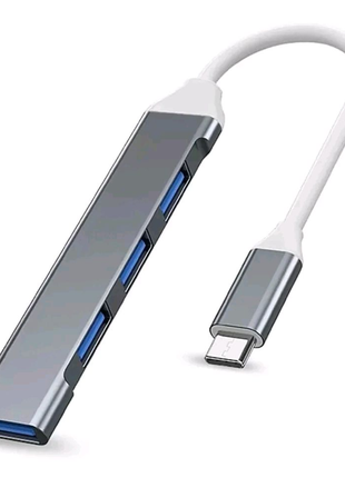 USB HUB, Type c to 4xUSB, usb хаб, Silver