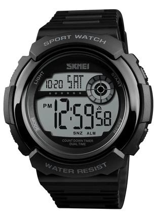 Мужские спортивные часы Skmei 1367 (Черные с белым)