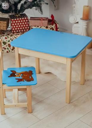 Дитячий стіл із шухлядою та стілець для навчання (Олень)
