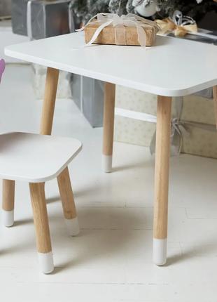 Детский прямоугольный столик (Белый) и стульчик Корона (Фиолет...