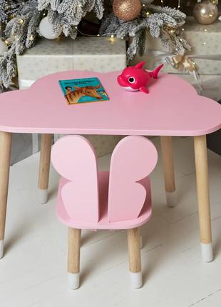 Детский столик Облачко (Розовый) и стульчик Бабочка (Розовый)