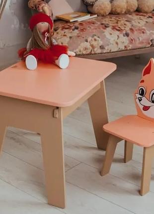 Детский стол с ящиком + стульчик для учебы и игры (Оранжевый с...