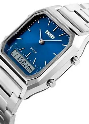 Наручные мужские часы Skmei 1220 Tango Серебристые с синим