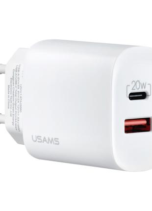 СЗУ USAMS CC121 T35 QC3.0+PD3.0 Fast USB+Type-C Charger 20W (E...