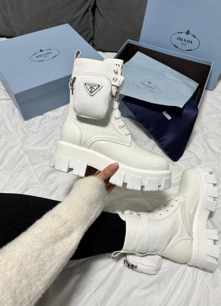 Черевики prada boots premium zip pocket white