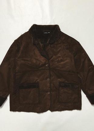 Пальто куртка дублянка зі штучним хутром вінтаж vintage y2k
