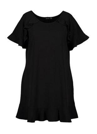 Черное платье с рюшами boohoo, xxl
