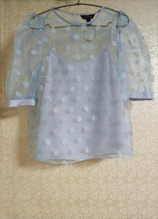Актуальная блуза блузка органза прозрачная горох бренд new loo...