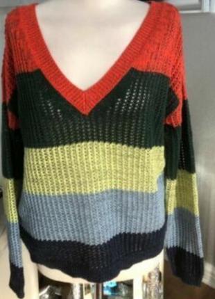 Ажурный свитер с открытой спинкой в полосы оверсайз